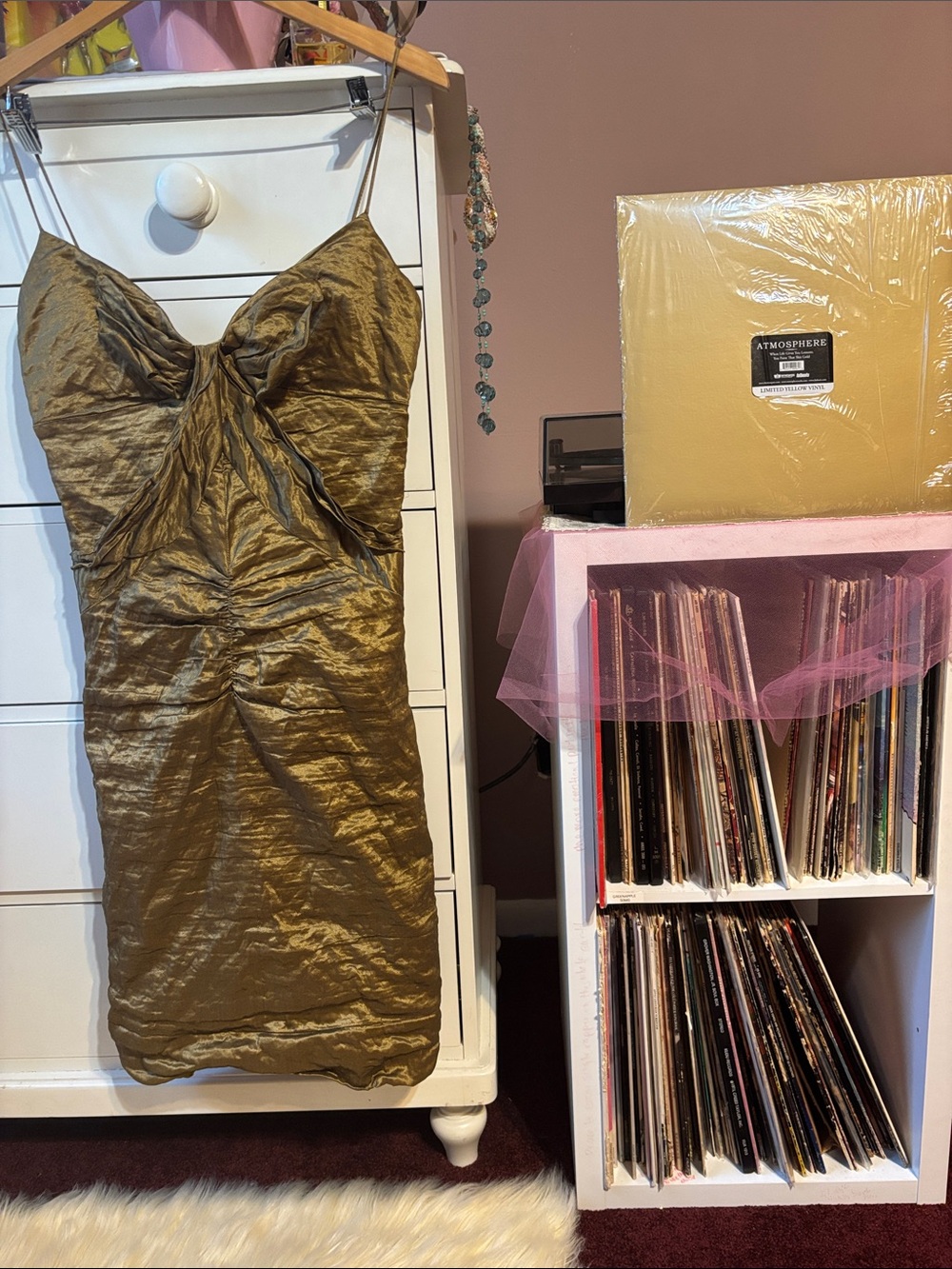 Nicole Miller Collection Gold Short Dress Sexy Formal Cocktail Y2k Party Vintage